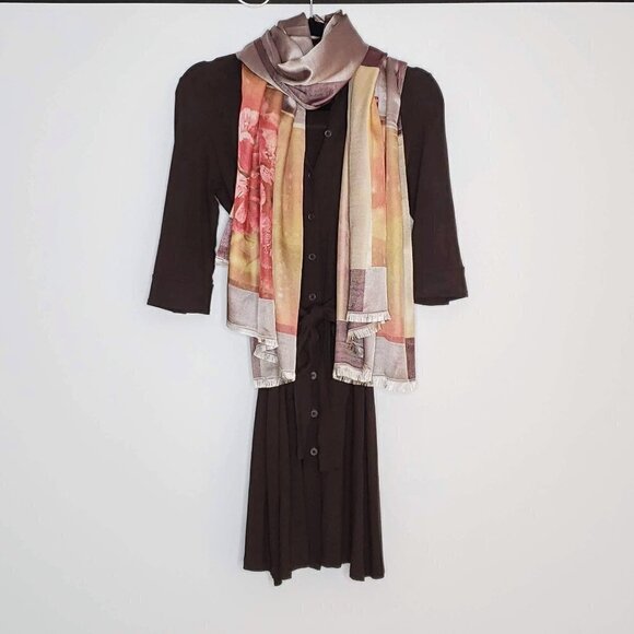 Price ⬇️ François Beauregard Brown Jersey Knit Shirt Dress 🇨🇦 Designer size 00 - Picture 3 of 13